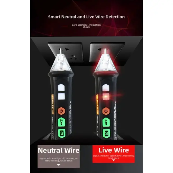 TS10A Digital Non-Contact Voltage Tester Pen for Safe Live Wire Detection AC 12V to 1000V with Flashlight Function