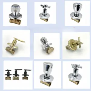 DurableWater Stop Valve Copper Dark 1/2 Threaded Gate Valve Cross Wheel 3/4 Copper Concealed Water Stop Straight Angle Valve