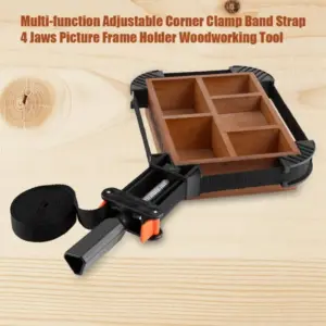 Multi Function Adjustable Corner Clamp Band Strap 4 Jaws Picture Frame Holder Woodworking Tool