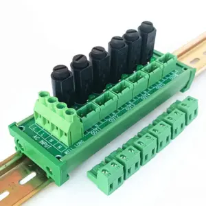 DIN Rail Mounted  6 Channel Pluggable Terminal Block Distribution Fuse Module AC 24-250V .