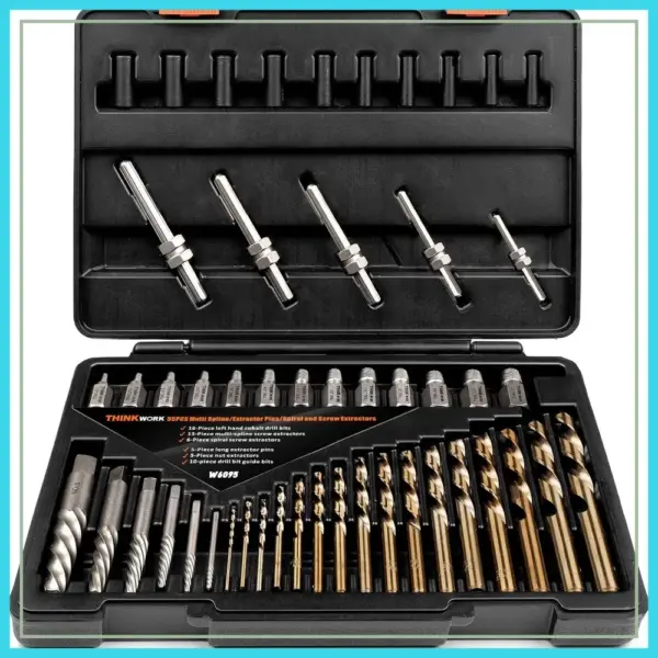 55-Piece Screw Extractor Set, Left Hand Drill Bits for Removing Broken Bolts, Studs, Fittings