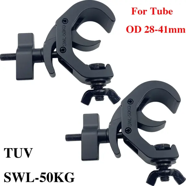 2Pcs Aluminum Clamp OD 28-41mm Tube Fast Release Lock TUV Clamp Mini For 30/40mm Truss/ Pipe SWL 50KG Stage Light Fixture Rigs