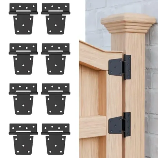 3.5 Inch Heavy Duty Gate Hinges, Extra Thick Gate Hinges for Wood Fence Barn Door Shed Gate Swing Door, Black Finish Door Strap