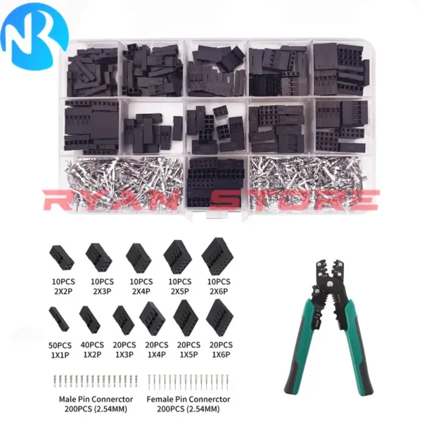 620Pcs Dupont Wire Cable Jumper Header Connector Housing Kit Male Crimp Pins+Female Pin Connector Terminal Pliers Pitch 2.54MM