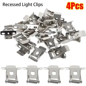 4Pcs Iron Recessed Light Clips Spring With Stand Ceiling Lights Lamp Clamp Three Holes Silver Light Mounting Spring Clips