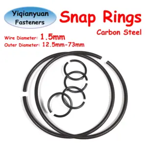 Yiqianyuan 10Pcs Wire Diameter 1.5mm Spring Steel Round Wire Snap Rings for Hole Retainer Circlips for Shaft OD=12.5mm~73mm