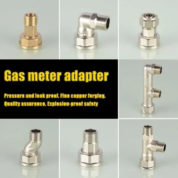 Brass Gas Meter Adapter Tee M30 to 1/2 Inch Male/Female Thread High-Pressure Leak-Proof Connector for Gas PEX-AL-PEX Pipes