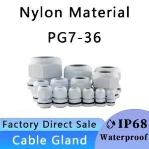 PG7-PG36 Cable Gland Cable Entry IP68 Waterproof White Nylon Plastic Connector Joint