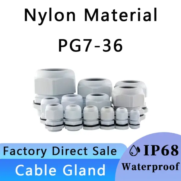 PG7-PG36 Cable Gland Cable Entry IP68 Waterproof White Nylon Plastic Connector Joint