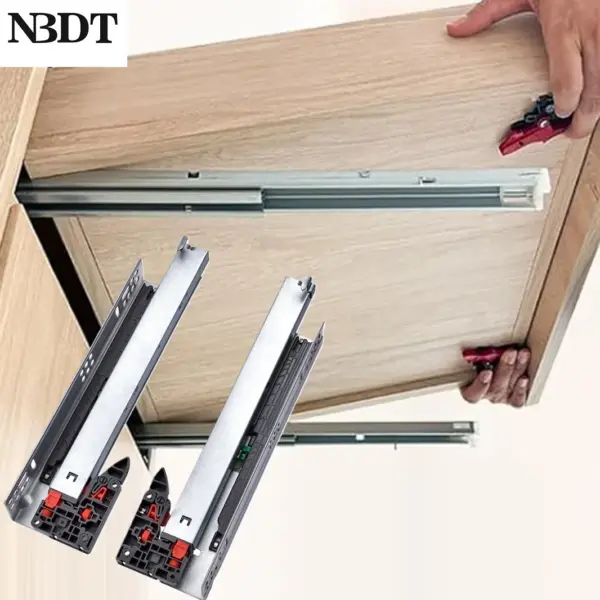 1Pair Undermount Conceal Drawer Slide Rail Soft Closing / Push To Open Full Extension With Detachable Clip