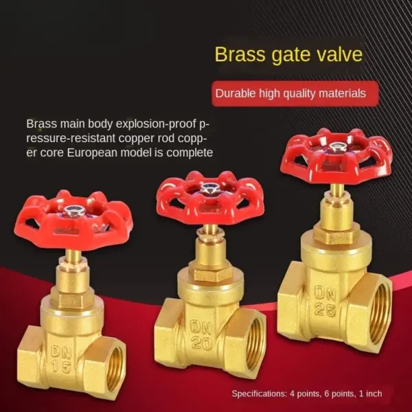 Household brass gate valve, internal threaded type, 1/2, 3/4, 1 inch DN15 20 25 water meter switch valve, thickened