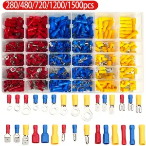 Quick Release Crimp Terminal Assorted Kit - 280/480/720/1200/1500pcs Cold Pressed Male Female Lugs for Electrical Projects​