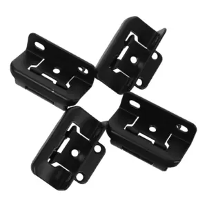 4Pcs Self Closing Semi Overlay Hinges Rv Cabinet Doors Easy Install Heavy Duty Black Cabinet Hardware Hinges Small Damping Hinge
