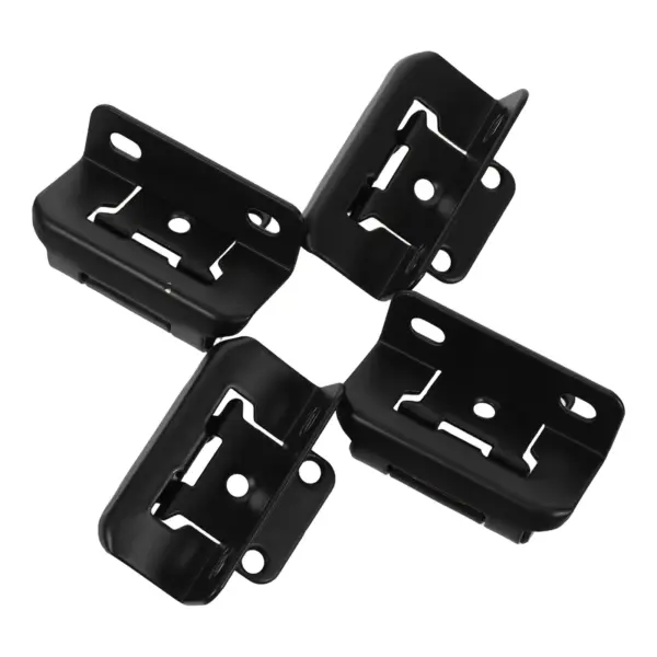 4Pcs Self Closing Semi Overlay Hinges Rv Cabinet Doors Easy Install Heavy Duty Black Cabinet Hardware Hinges Small Damping Hinge