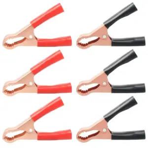 6 Pcs 50A Insulated Alligator Clips Metal Alligator Clips Black & Red Heavy Duty Battery Charger Clamps Metal Spring Clips