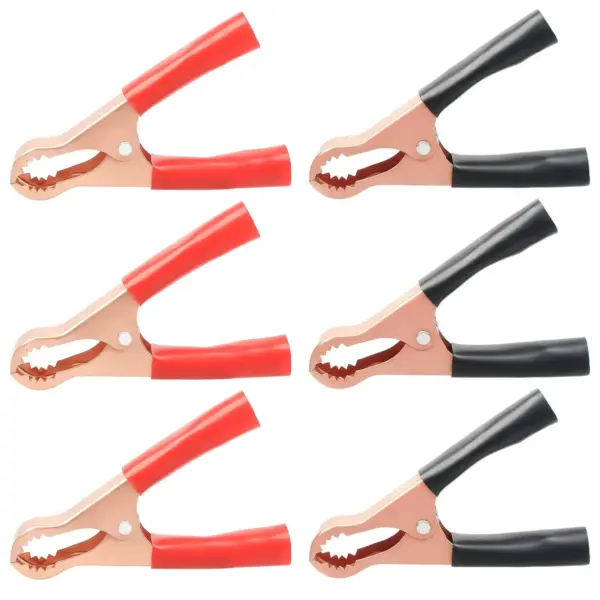 6 Pcs 50A Insulated Alligator Clips Metal Alligator Clips Black & Red Heavy Duty Battery Charger Clamps Metal Spring Clips