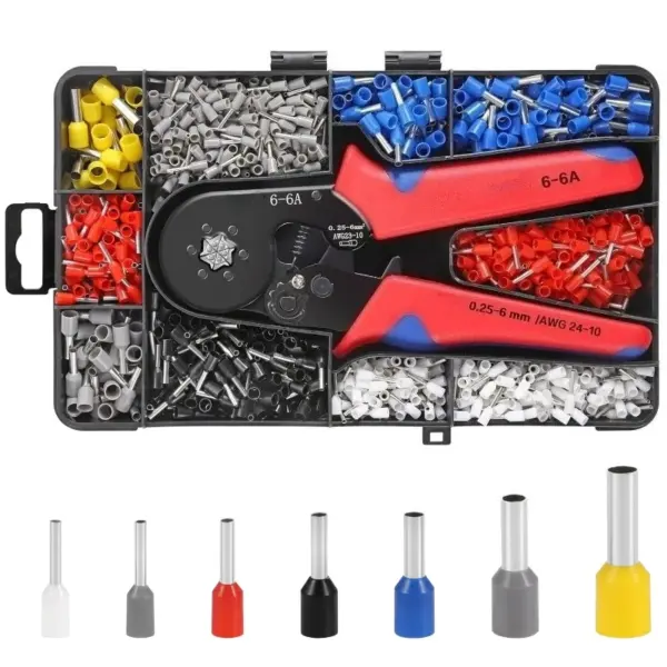 1700pcs Ferrule Crimping Tool Kit Hexagonal Wire End Ferrules Crimpers Pliers Ratchet Tools with Terminals Wiring Connectors