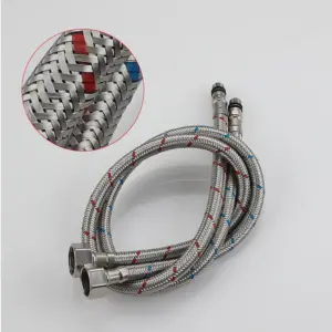 1Pair G1/2 G3/8 G9/16 Flexible Plumbing Pipe 60cm Stainless Steel Braided Water Inlet Hose Cold Hot Mixer Tap Water Supply Hoses