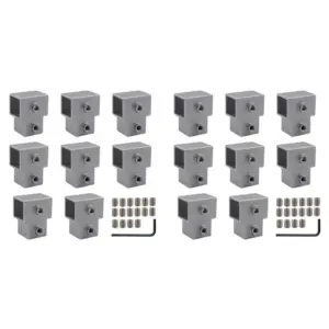 AA77 16 PCS 1In/25 Mm Square Tube Connector, 3-Way Pipe Fitting Connector Aluminum Alloy Tee Chain End Rails Clamps A