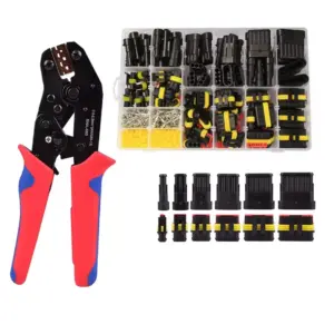Waterproof automobile wire connector with ratchet crimper , 1/2/3/4/5/6 pin connector with wire crimping tool plier SN-48