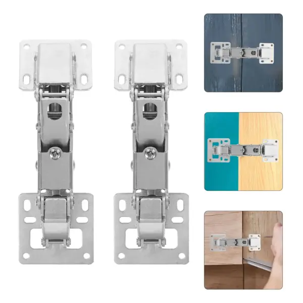 2Pcs Hydraulic Silent Cabinet Hinges Heavy Duty Thickened Surface Mount for Kitchen Cabinets Wardrobes Furniture Concealed Door