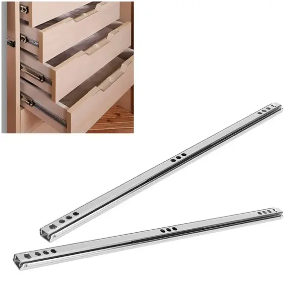 2PCS New Smooth Glide Bearing Drawer Slides Two Way Slide 17mm Wide Drawer Rail Drawer Slides Cabinet
