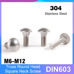 30/20/10/5pcs M6 M8 M10 M12 DIN603 304 Stainless Steel Truss Round Head Square Neck Carriage Screw Coach Bolt Length=12-120mm