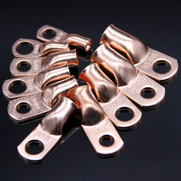 25/10Pcs 1/0 AWG Gauge Bare Copper Cable Wire Lugs Ring Crimp Terminal 3/8" 5/16" 1/4" 1/2" Wire Connectors Assortment Kit
