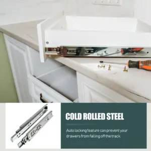 2Pcs 12 Inch Full Extension Drawer Slides Cold Rolled Steel Galvanized Ball Bearing Side Mount Cabinet Drawer Rails