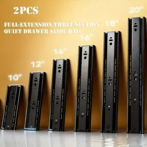 1 Pair Heavy-Duty Drawer Slides Full Extension 3-Section Heavy-Duty Slide for Wardrobes, Cabinets, Dressers