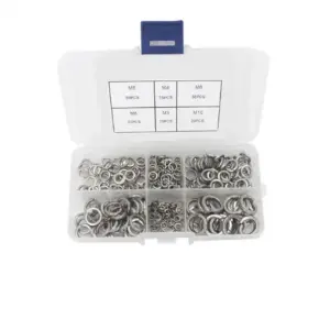 300pcs lock washers set stainless steel black carbon steel m2 m2.5 m3 m4 m5 m6 m8 m10 m12 spring lock washer assortment kit