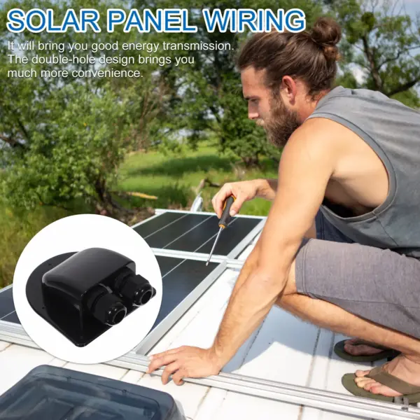 Double Entry Gland Box Waterproof Solar Cable Pass Through for Rv Solar Panel Connection No Drill Installation Uv Resistant ABS