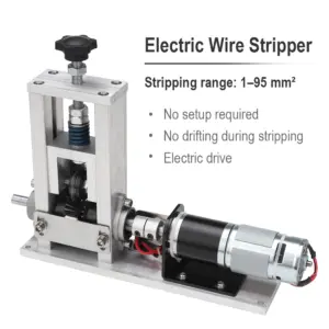 Automatic Electric Wire Stripper 1-95mm², 50W 24V Pure Copper Motor, No Hand Crank Cable Stripping Machine for Industrial Home