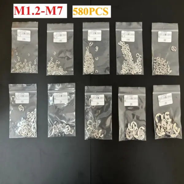 GB896 304 Stainless Steel Opening Retaining Ring M1.2-M7 Split Washer E-type Circlip ,Ring Washer for Shaft Fastener