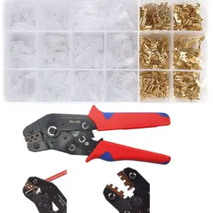 Ratchet Wire Crimping Tool Kit, AWG 22-16 (0.5-1.5mm2) with 600PCS Male and Female Spade Connectors With Insulated Sleeves
