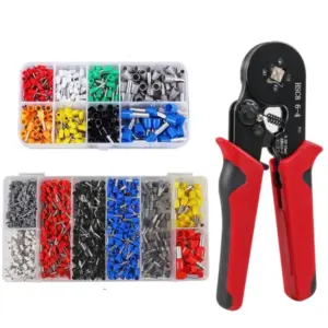300/1200pcs Electrical Tube Insulated Terminal Kit, HSC8 6-4 Plier, AWG 22-8 Terminal Connector, Tubular Crimp Terminals