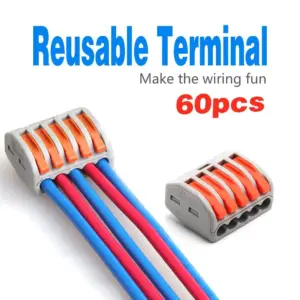 60Pcs Lever Wire Connectors,Electrical Connectors 2/3/5 Conductor Combination,Compact Splicing Wire Connector Assortment Kit