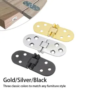 180° Zinc Alloy Folding Hinge - Gold/Silver/Black, Heavy-Duty for Doors/Cabinets/Furniture | Durable Hardware​