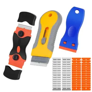 13Pcs/set Car Window Glass Scraper Sticker Remover Double Edged Razor Blade Scraper Tool Tint Vinyl Wrap Glue Squeegee Remover
