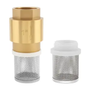 1 inch 1-1/4 inch Brass Bottom Valve Foot Valve with Filter for Prevent Backflow Media, Non Return Spring Vertical Check Valve
