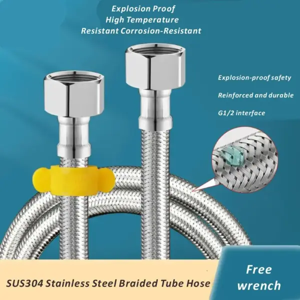 New 20-200CM Stainless Steel Braided Flexible Hose Household Water Heater Toilet Faucet Hot and Cold Water Inlet Pipe