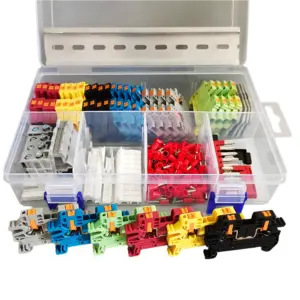 PTV2.5 Din Rail Terminal Block Side-Entry Push-in Connection 12AWG Cable Wiring Electrical Wire Connector Assembly Combined Kit