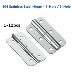 1-12pcs 304 Stainless Steel Extended Heavy Duty Thickened Hinge, Small Flat Industrial Hinge for Cabinet Door, Box, Wooden Door