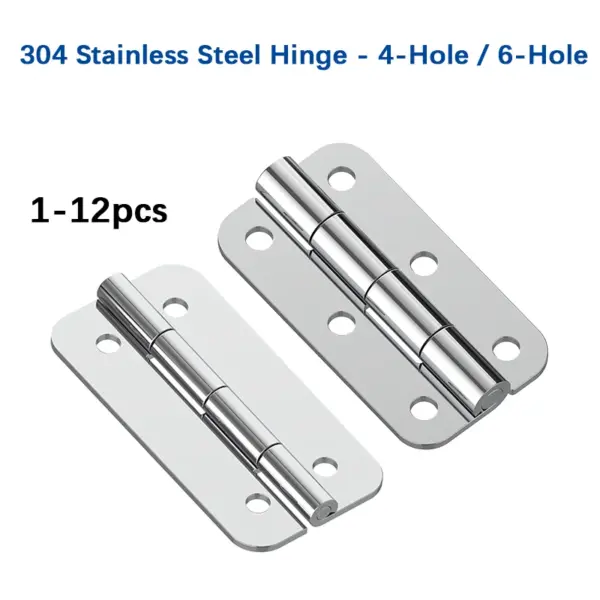 1-12pcs 304 Stainless Steel Extended Heavy Duty Thickened Hinge, Small Flat Industrial Hinge for Cabinet Door, Box, Wooden Door