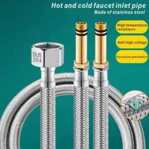 G1/2'' Interface Explosion-Proof Stainless Steel Nylon Braided Flexible Hose Bathroom Thermoresistant Faucet Sink Extension Pipe