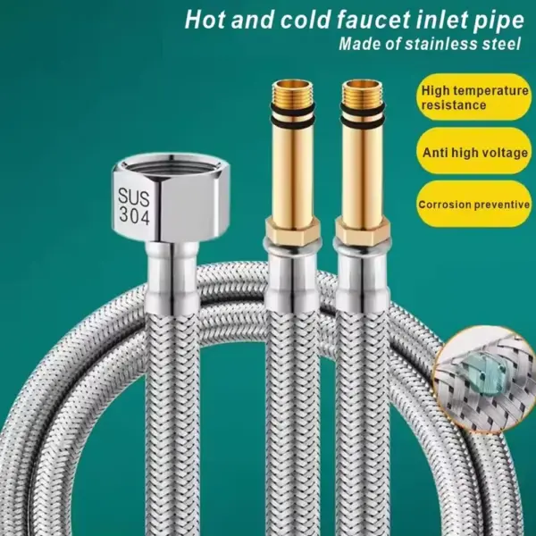 G1/2'' Interface Explosion-Proof Stainless Steel Nylon Braided Flexible Hose Bathroom Thermoresistant Faucet Sink Extension Pipe