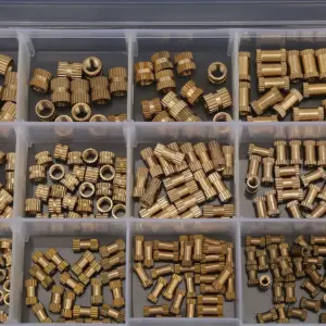 330pcs Brass Threaded Inserts Female Thread M2 M3 M4 M5 Heat Set Inserts Knurled Surface Metric Standard Female Metric Inserts