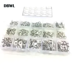 300pcs RNB SNB 15 type Non-insulated Ring Fork U-type Terminals Assortment Kit Crimp Spade Set Lug Cable Wire Connector