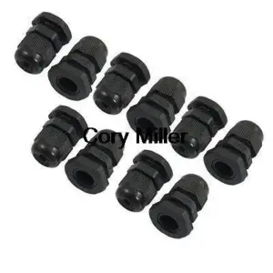 10pcs Black Plastic PG9 Waterproof Cable Glands Joints