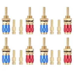 A88E-8Pcs 6Mm Water Cooled Air Cooled Gas Water Adapter Quick Connector Fitting For MIG TIG Welding Torch Plug, Blue+Red
